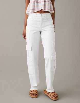 AE Stretch Super High-Waisted Baggy Straight Jean | American Eagle Outfitters (US & CA)