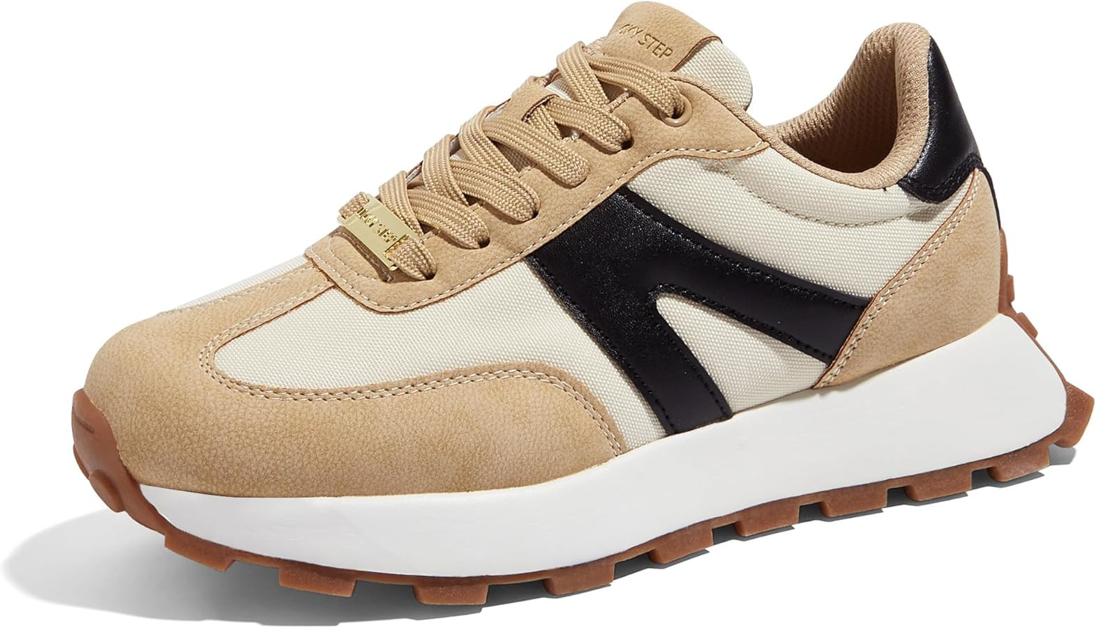 LUCKY STEP Women's Platform Fashion Sneakers Retro Classic Trainers Casual Lace-up Stylish Tennis... | Amazon (US)