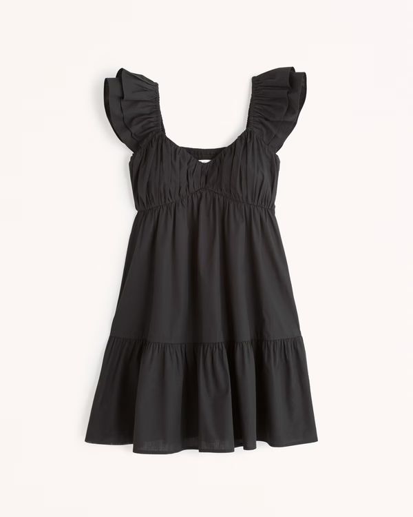 Ruched Flutter Sleeve Mini Dress | Abercrombie & Fitch (US)