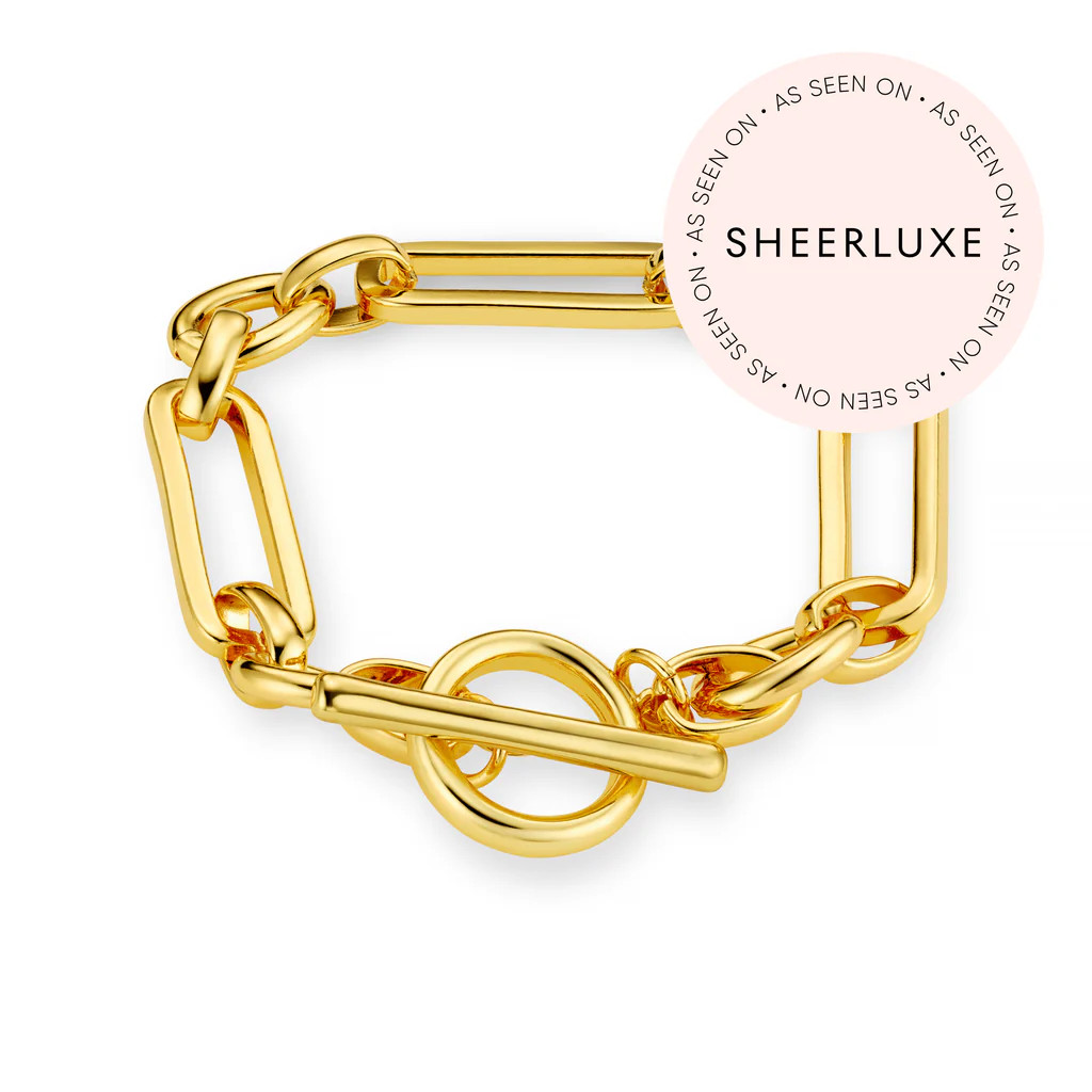 Rectangular Link T-Bar Bracelet - Gold | Orelia