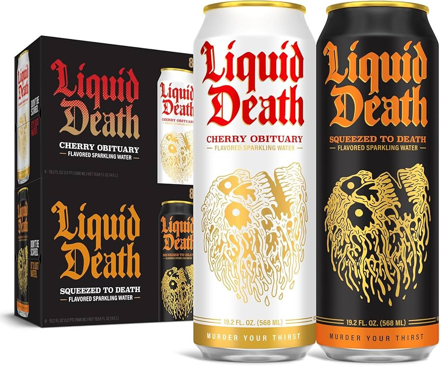 1 case of Liquid Death Sparkling Water, Cherry Obituary, 19.2 oz. Tallboys (8-Pack) | Amazon (US)