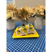 Lemon Butter Dish, Hand-Painted Ceramic Fruity Dish With Lid, Summer Decor, Lemons - Unique Gift Bbq | Etsy (US)