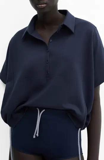 MANGO Drawstring Hem Crop Polo | Nordstrom | Nordstrom