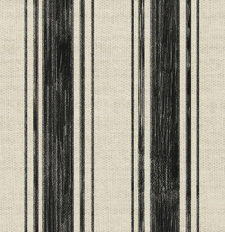 Safiyya Black and Cream White Hand-Painted Striped Wallpaper Peel and Stick Contact Paper 17.3"\u... | Amazon (US)