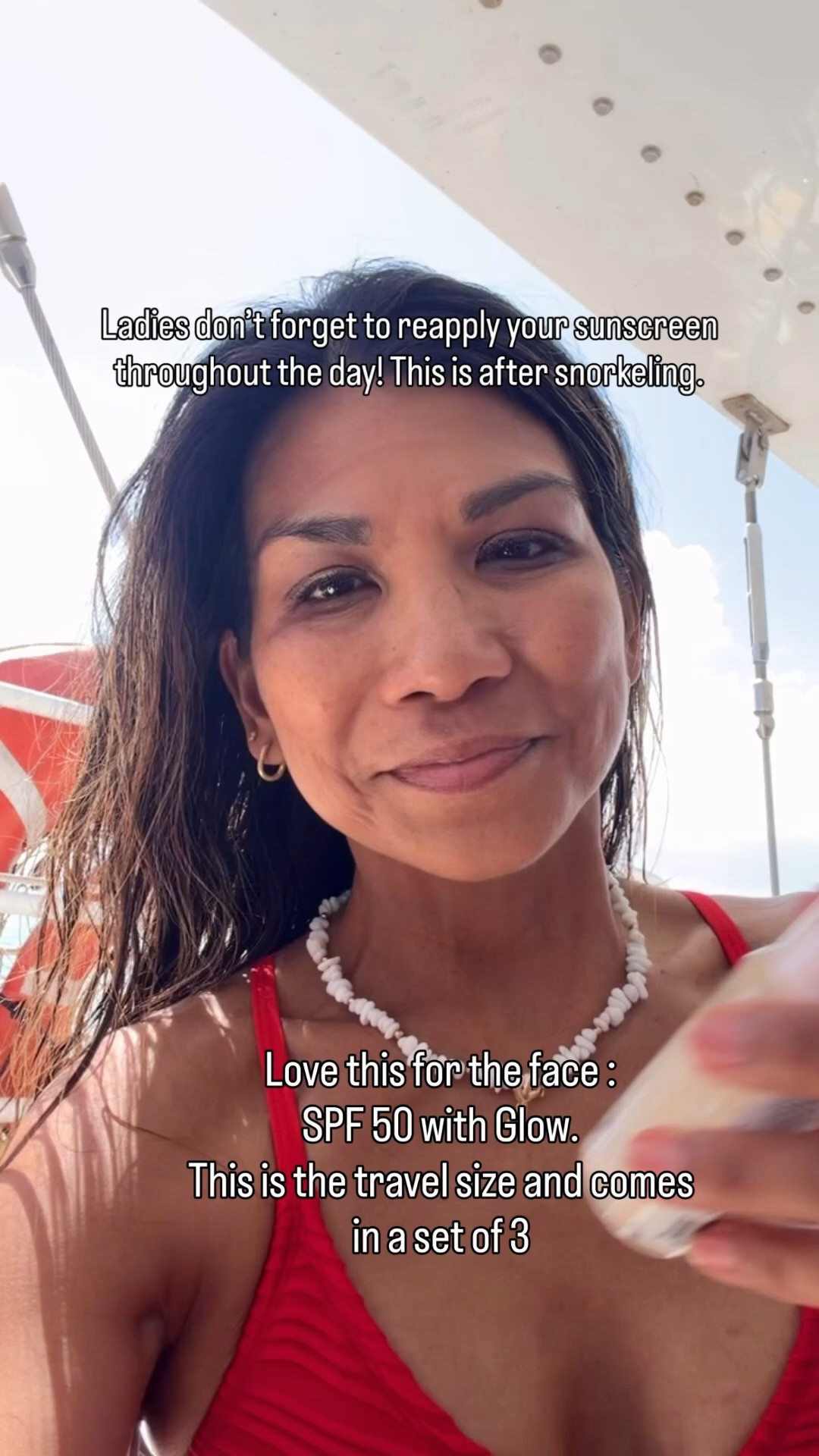 Love this SPF50 Face mist with glow! This is the travel size and comes as a set of 3.
I linked this plus my fave body sunscreen and lip sunscreen.

#LTKSwim #LTKTravel #LTKOver40