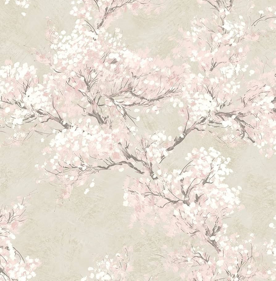 NextWall Cherry Blossom Grove Impressionistic Peel and Stick Wallpaper (Parchment & Rose) | Amazon (US)