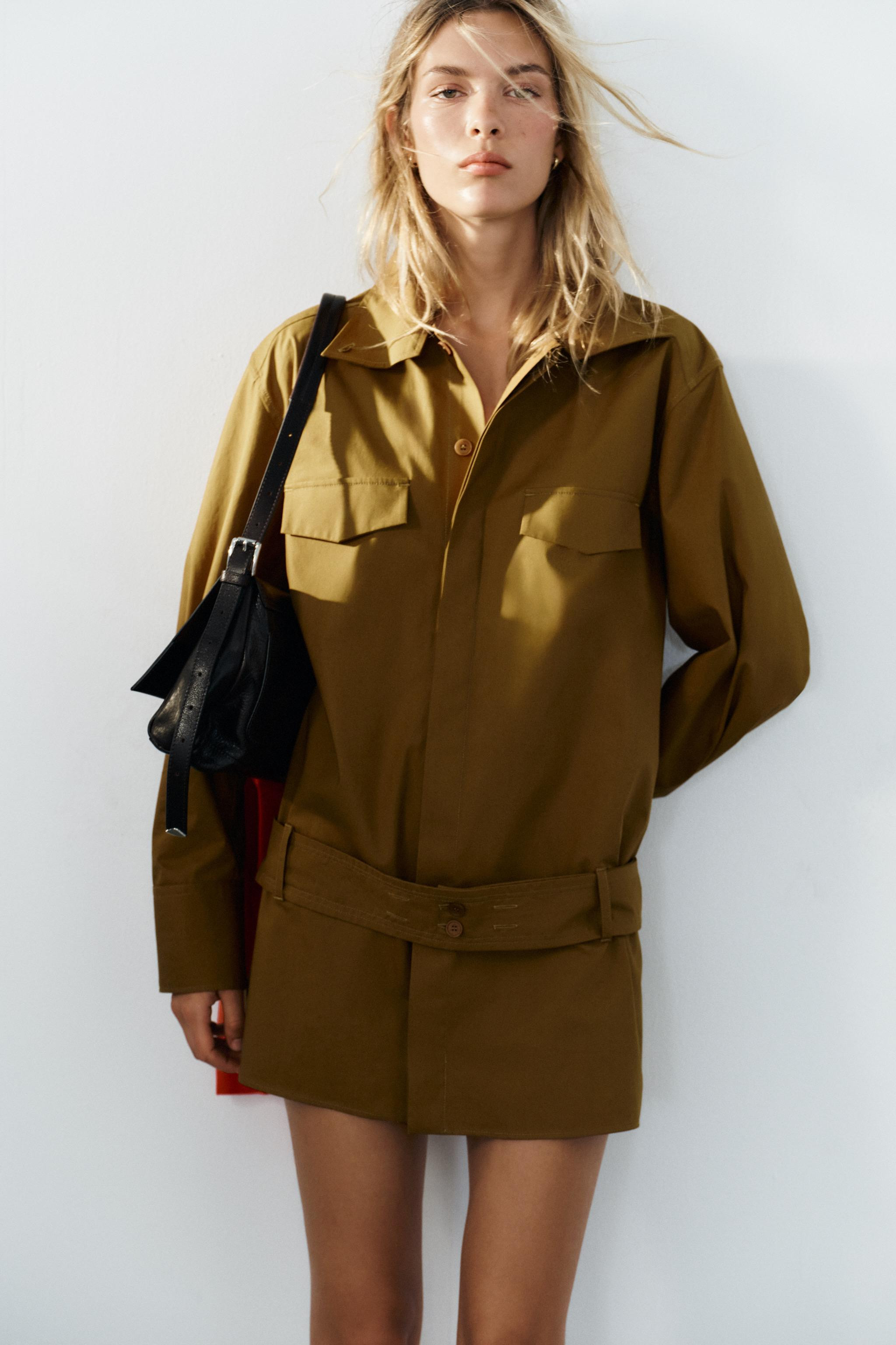 HIGH NECK BELTED MINI DRESS | Zara UK