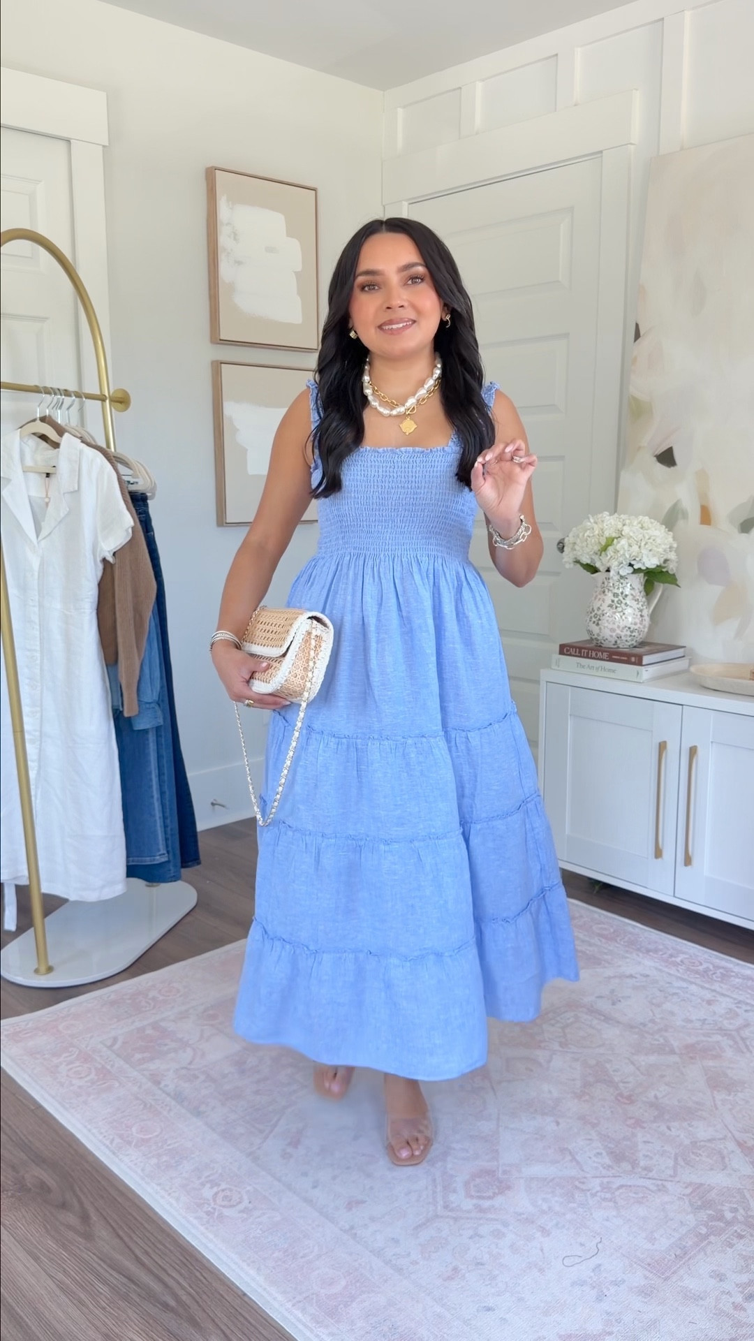 Blue smocked midi dress XS TTS
Clear heels size 5 TTS

#LTKootd #LTKPetite #LTKgrwm