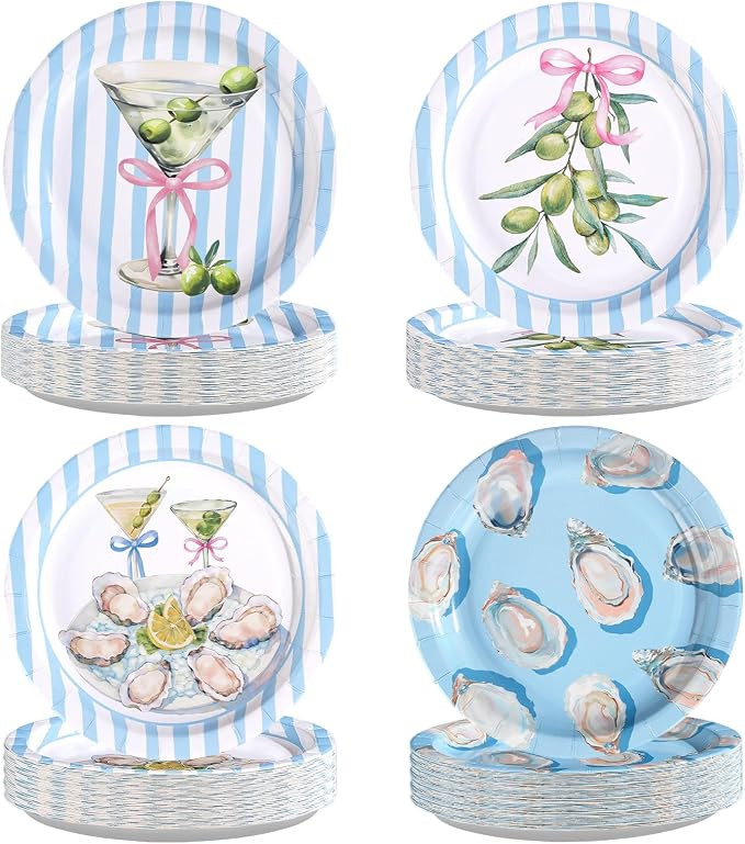 60Pcs Coastal Oyster Martini Party Decorations 7" Heavy Duty Preppy Martini Coastal Oyster Party ... | Amazon (US)