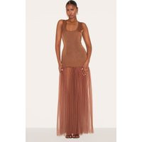 Chocolate Scoop Neck Drop Waist Maxi Dress | PrettyLittleThing US