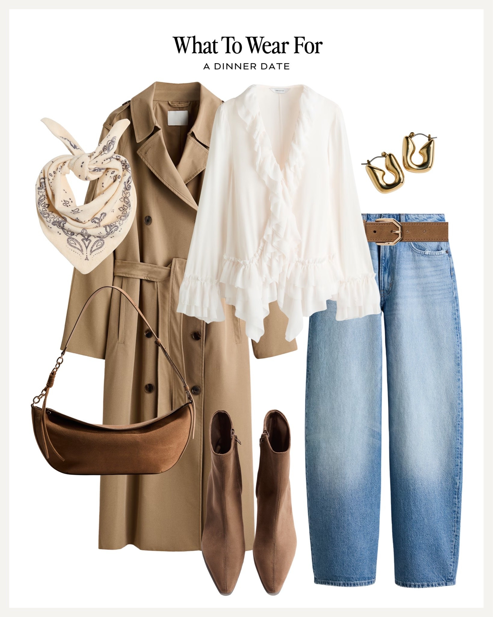Date night 🍷 full h&m outfit is 15% off 🙌 

Autumn fashion, trench coat, blouses, beige ankle boots, barrel leg jeans

#LTKautumn #LTKdatenight
