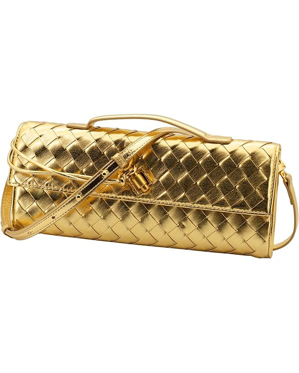 Woven Bag Clutch Purse for Women Ladies Party Handbag Wedding Cocktail Prom Crossbody Shoulder Ba... | Amazon (US)