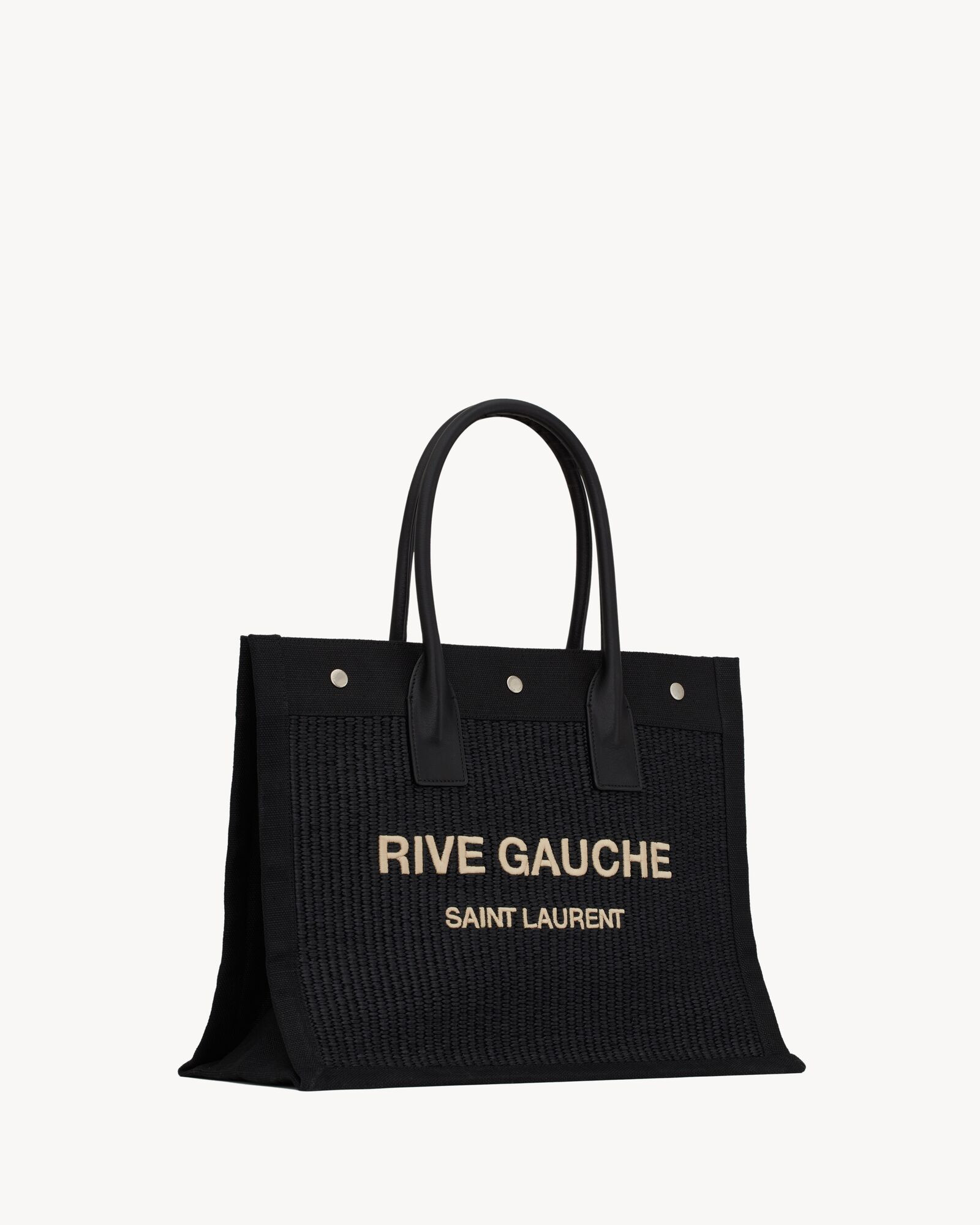 rive gauche small tote bag in raffia and leather | Saint Laurent Inc. (Global)