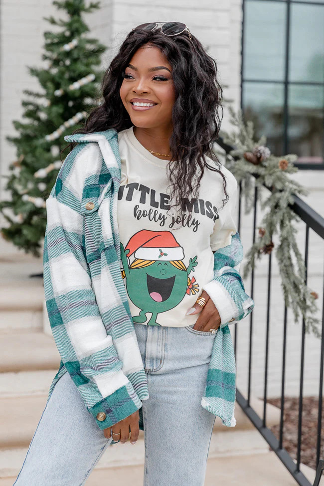 Little Miss Holly Jolly Ivory Graphic Tee | Pink Lily