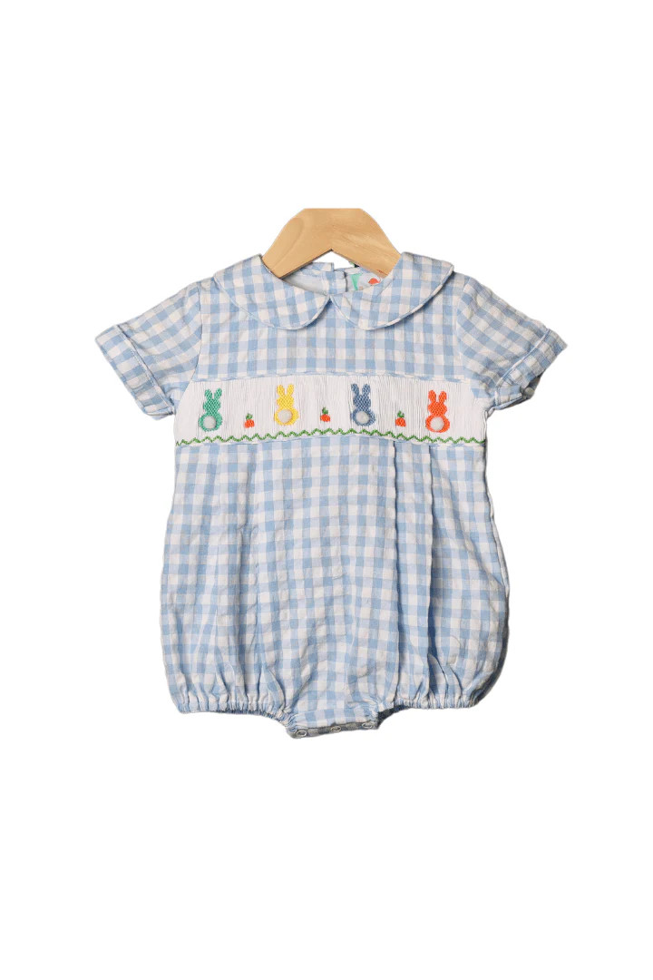 Smocked Peter Cotton Tail Seersucker Bubble | The Smocked Flamingo