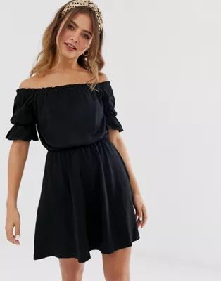 ASOS DESIGN off shoulder mini sundress with puff sleeve | ASOS US