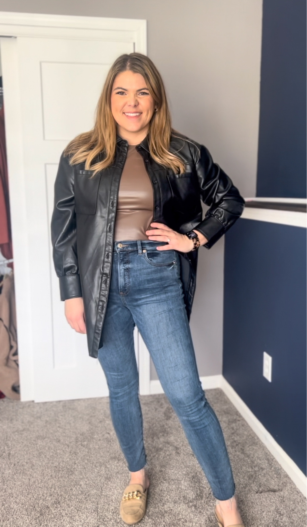 Leather bodysuit, and leather shirt, casual date outfit from Express. Bodysuit size XL, skinny jeans, size 12, jacket size large #MidSize #Curves #DateNight 

#LTKcurves #LTKsalealert #LTKunder50