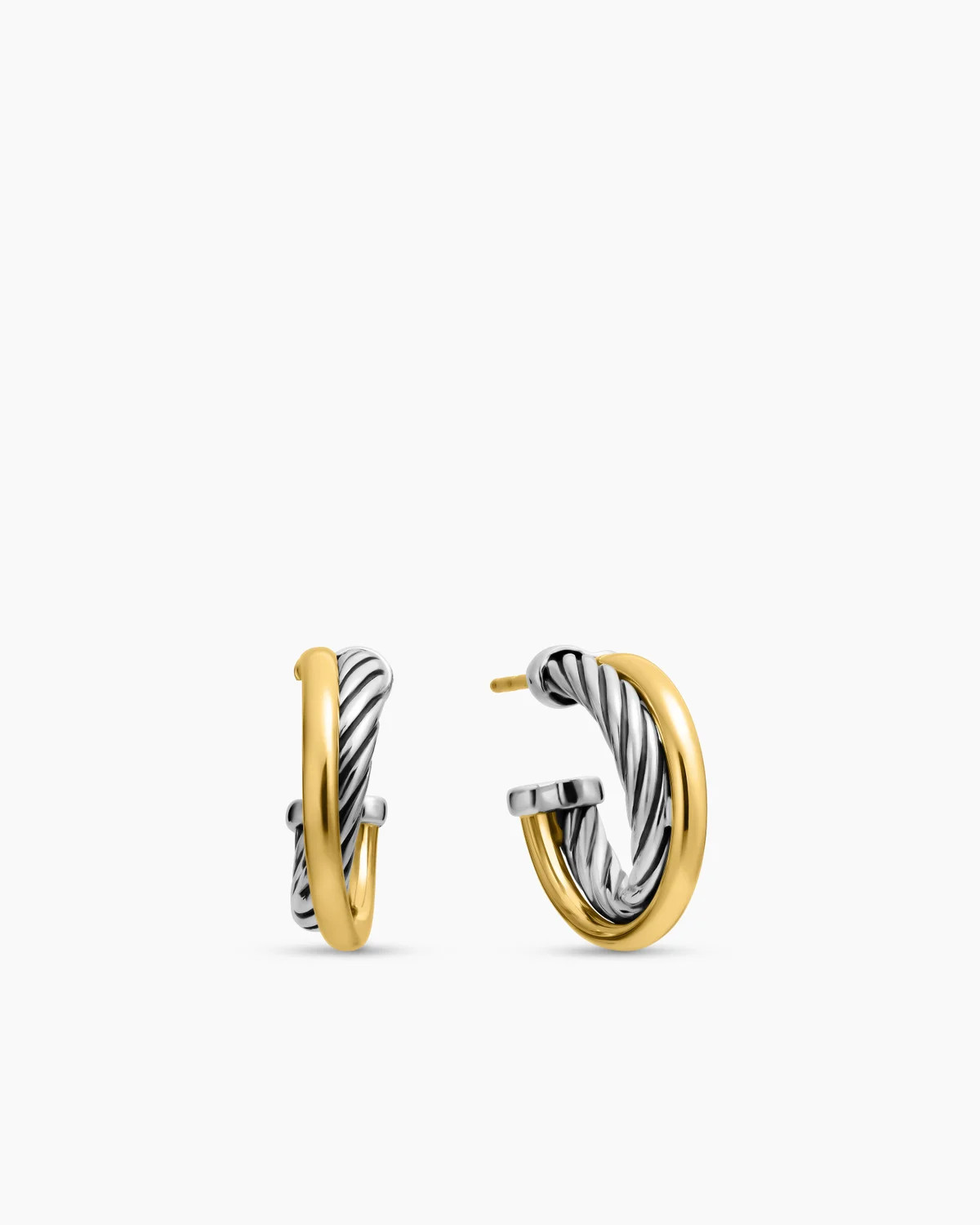 David Yurman | Crossover Hoop Earrings in Sterling Silver with 18K Yellow Gold, 17mm | David Yurman