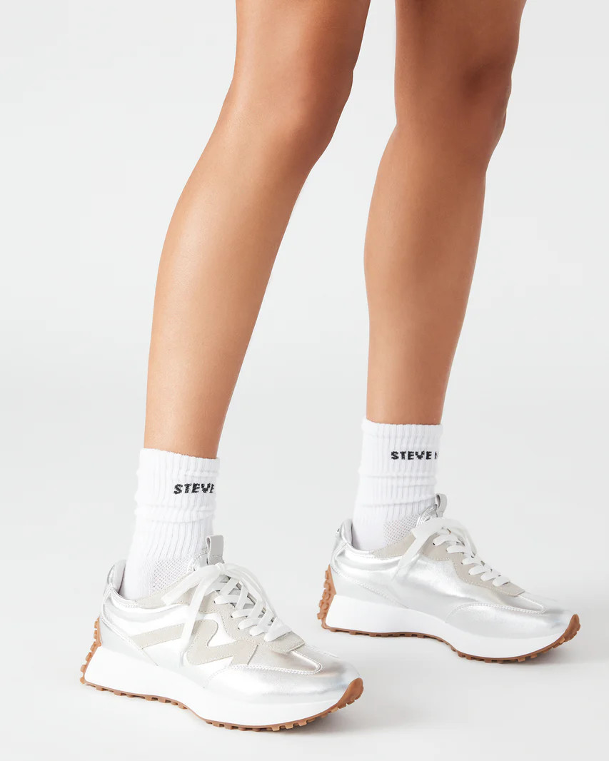 CAMPO Silver Lace-Up Sneaker | Women's Sneakers | Steve Madden (US)