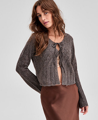 And Now This Women's Pointelle Tie-Front Cardigan, PXXS-XXL, Exclusively at Macy's - Macy's | Macy's