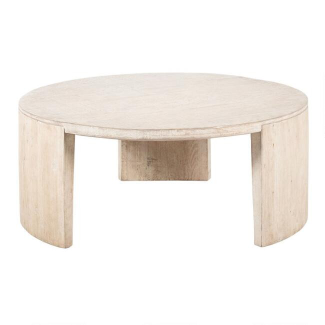Silas Round Whitewash Reclaimed Pine Coffee Table | World Market