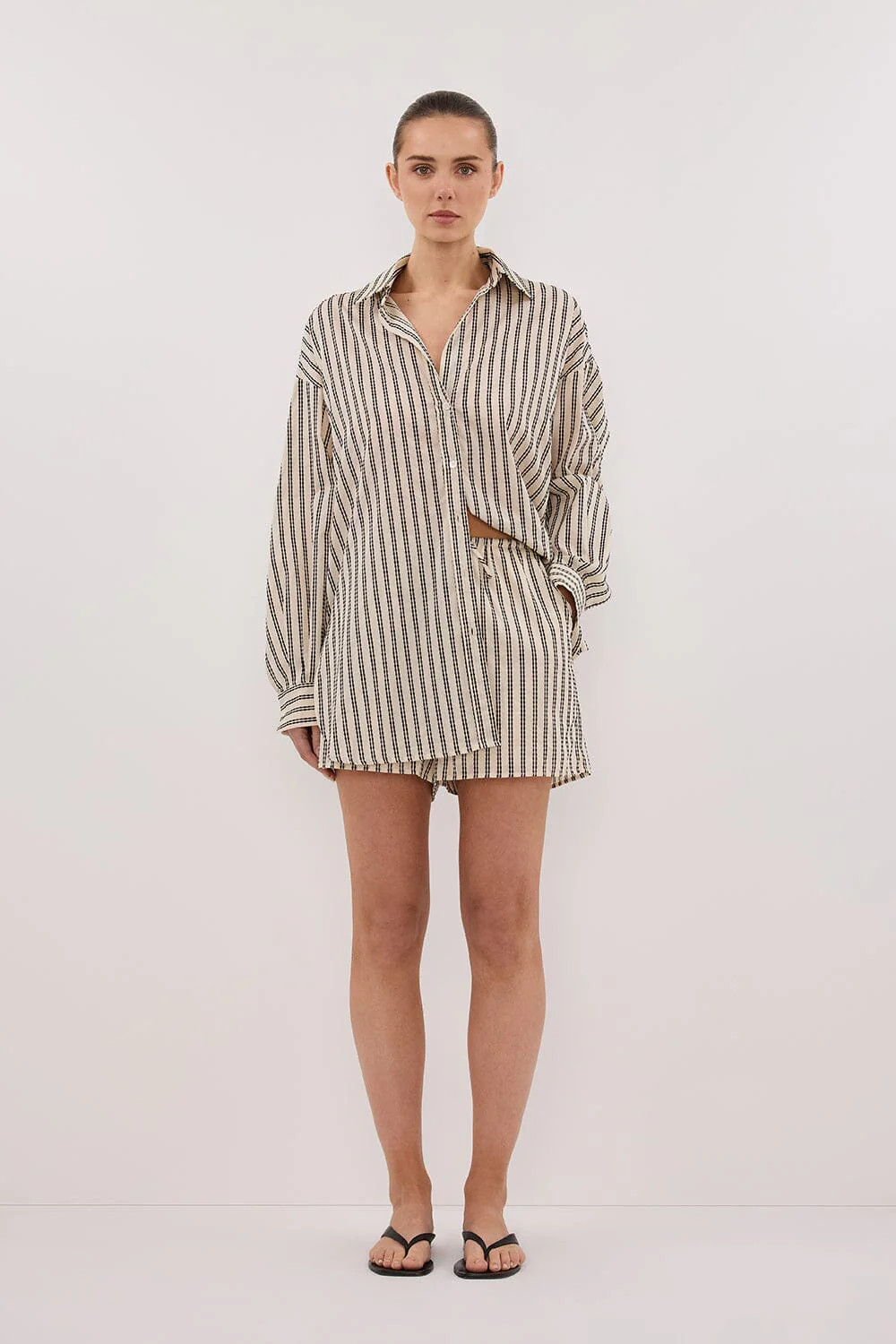 ELLIE CREAM STRIPE DRAWSTRING SHORTS | DISSH