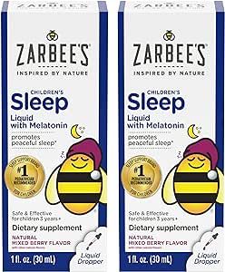 Zarbee's Kids Sleep Supplement Liquid with 1mg Melatonin; Drug-Free & Effective; Easy to Take Nat... | Amazon (US)