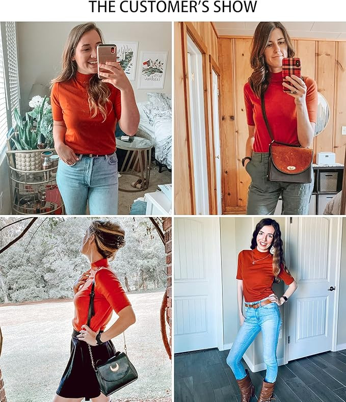 LIYOHON Womens Tops Dressy Casual Summer Cute Tops Mock Turtleneck Business White T Shirts | Amazon (US)