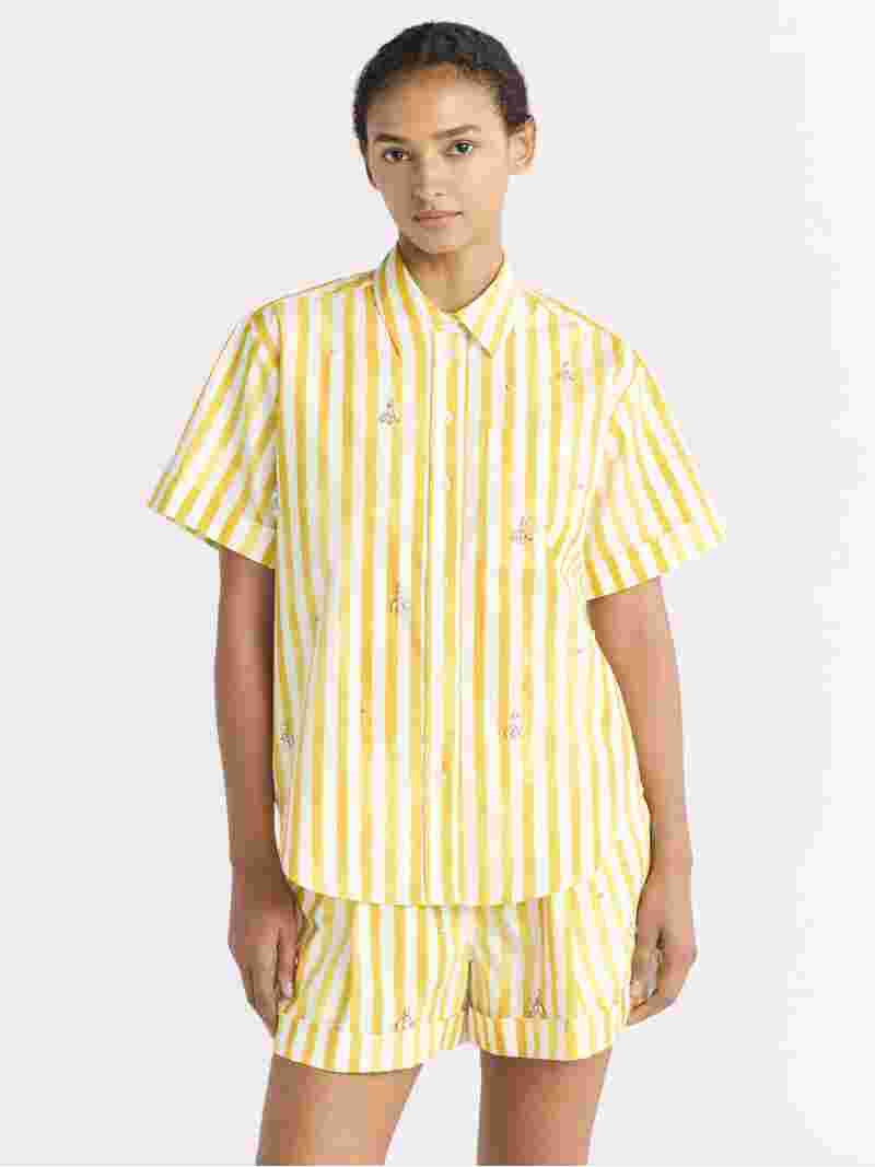 Free Assembly Women's Embellished Cotton Button Up Shirt, Sizes XS-XXL - Walmart.com | Walmart (US)