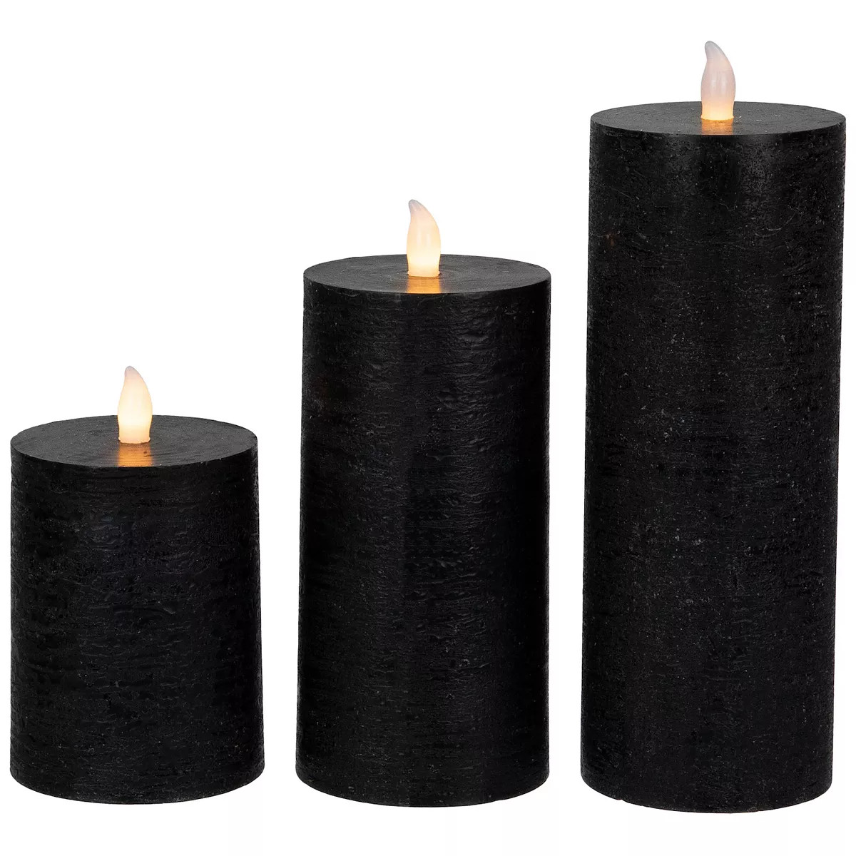 Northlight 3-Piece Solid Black Flameless Flickering LED Halloween Pillar Candles Set | Kohl's