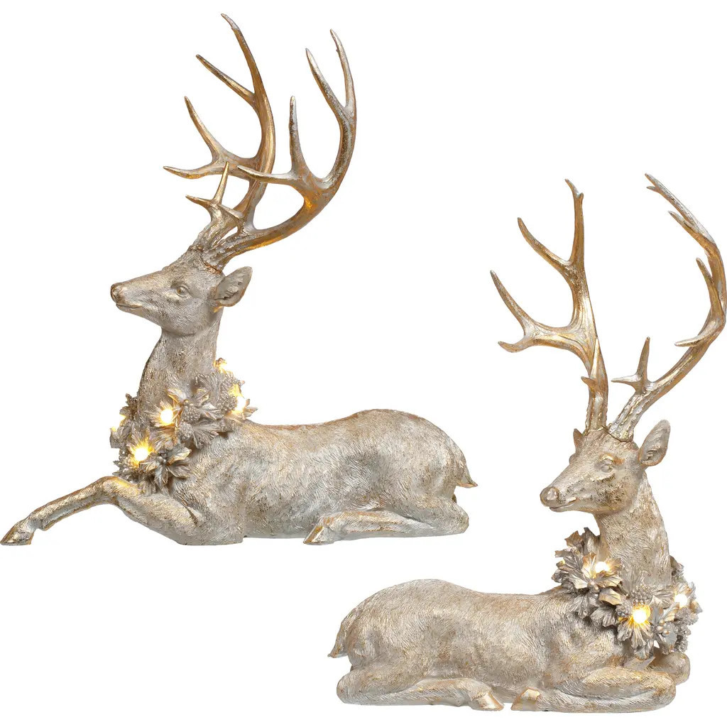 Mark Roberts Deer with LED Wreath, Set of 2 in Gold at Nordstrom | Nordstrom