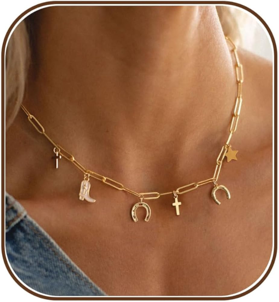Charm Necklace for Women,Dainty 14K Gold Plated Starfish Seashell Necklace Simple Gold Beach Neck... | Amazon (US)