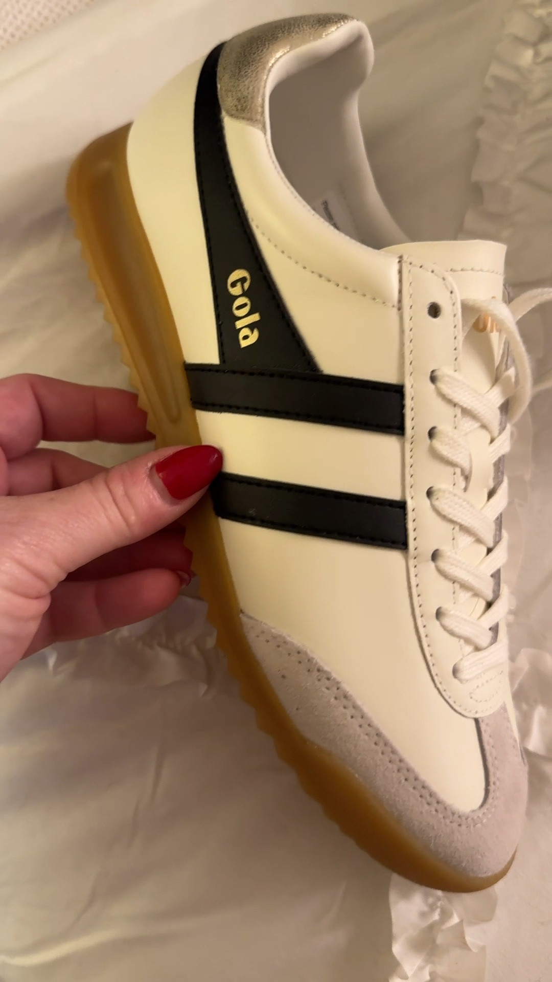 The IT shoe that I saw all over France.
Pretty much every woman over there between 17-70 years old was wearing them.
They are SO comfortable. They have a cool retro feel. I saw these paired with blazers, button down shirts and jeans. I saw them paired with black pants and cardigans. So versatile. Gola
I went up a 1/2 size

European, European fashion, sneakers, Gola, style ideas, fall, fall shoes

#LTKTravel #LTKVideo #LTKShoeCrush