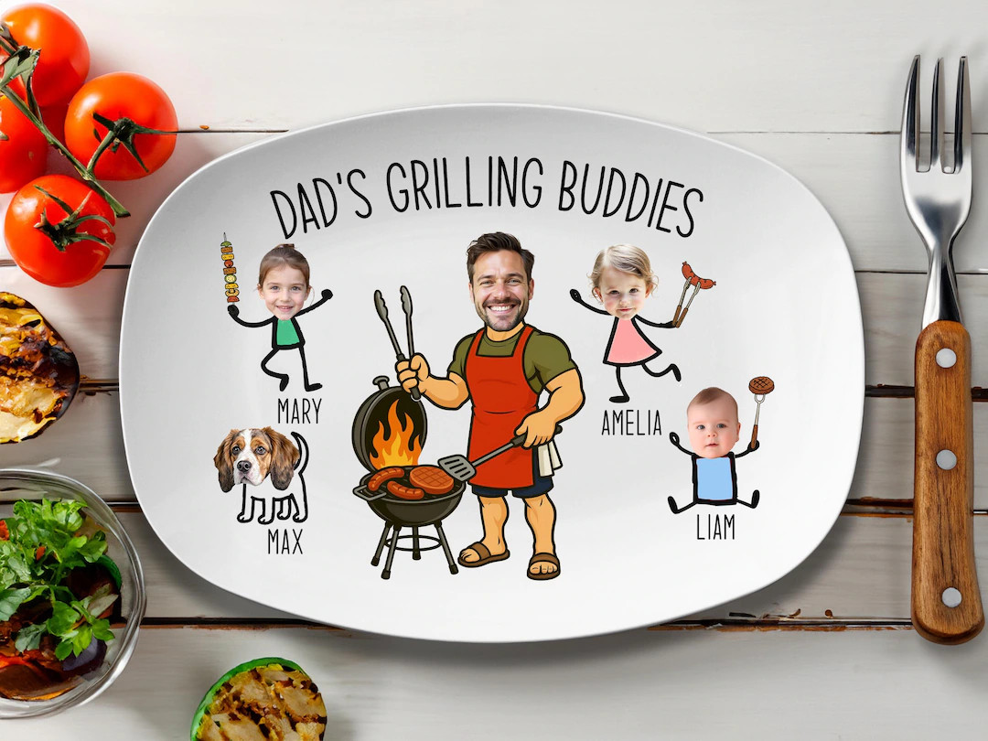 Dad\u2019s Grilling Plate, Father\u2019s Day Gift From Kids, Personalized Grilling Plate, Custom ... | Etsy (Global)