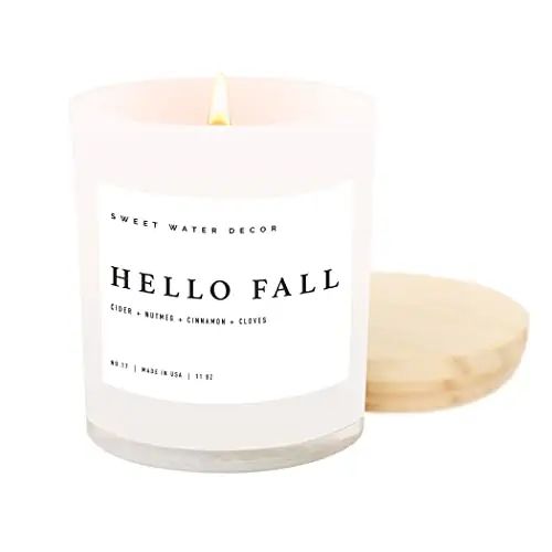 Sweet Water Decor Hello Fall Soy Candle | Cinnamon, Apples, and Clove Autumn Scented Candles for ... | Amazon (US)
