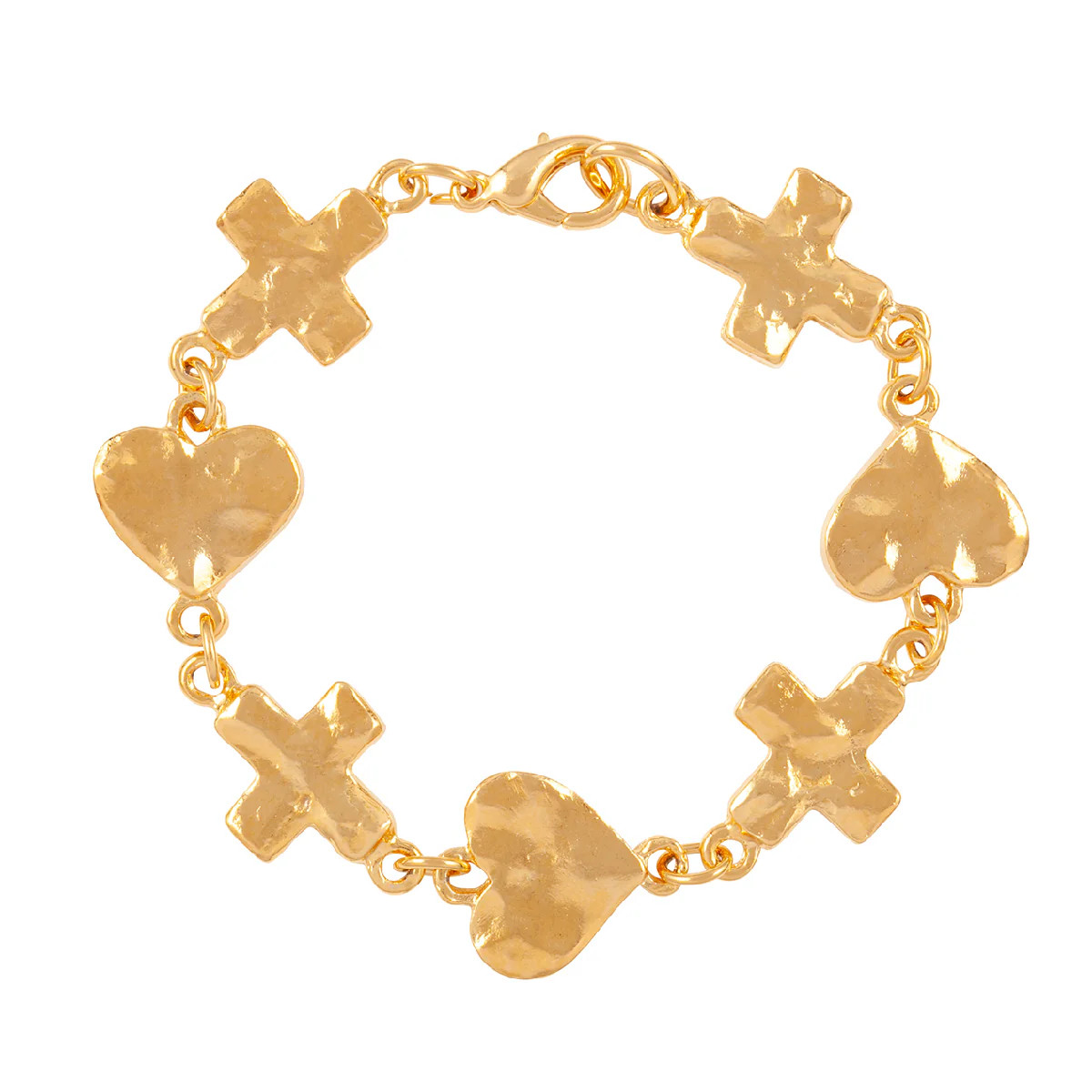 1990s Vintage Hammered Heart & Cross Bracelet | Susan Caplan