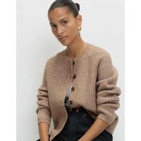 M&S Cloud-Yarn Textured Crew Neck Cardigan Hazelnut | Marks & Spencer (UK)