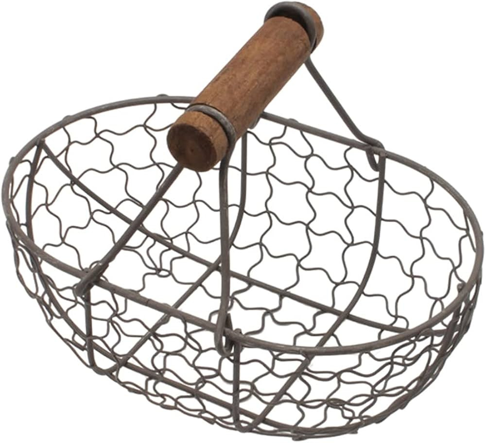 DOITOOL Oval Wire Storage Basket with Wooden Handles, Metal Egg Basket, Fruit Baskets, Vintage St... | Amazon (UK)