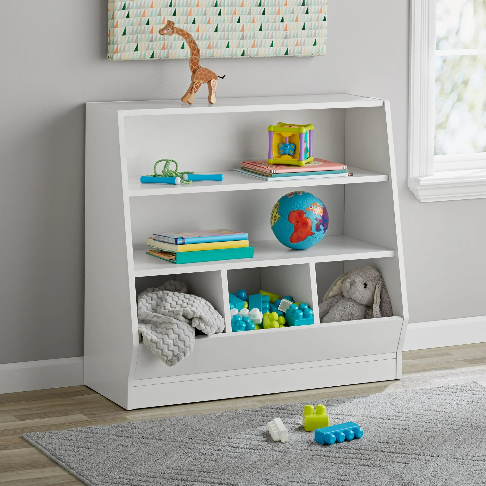 Your Zone Kids Bin Storage and Two Shelf Bookcase, White | Walmart (US)