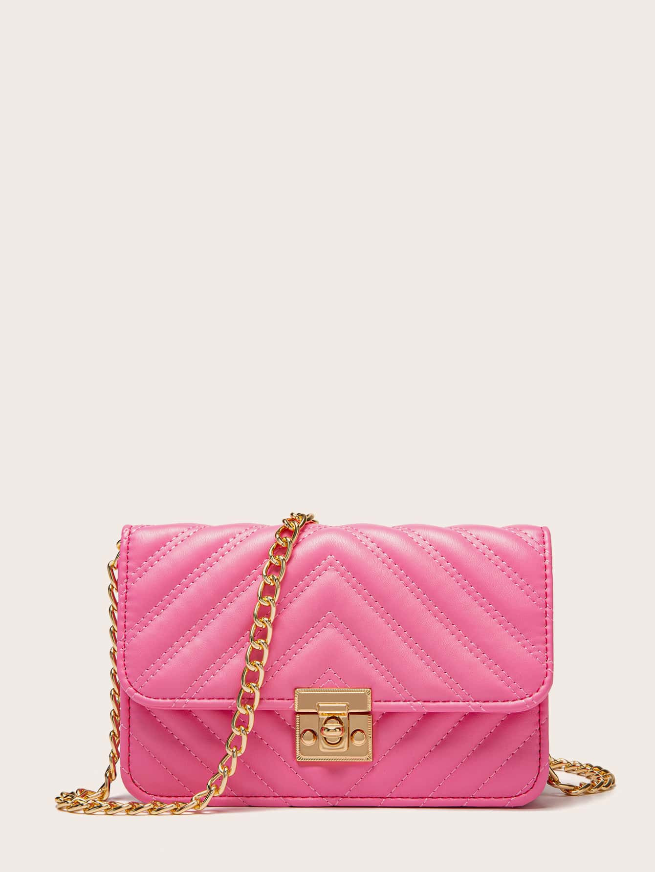 Chevron Flap Twist Lock Chain Bag SKU: swbag18210510538(500+ Reviews)$15.00Make 4 payments of $3.... | SHEIN