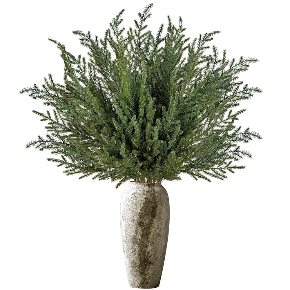 36" Real Touch Norfolk Pine Branches,Christmas Green Plants Norfolk Pine Stems, Faux Cedar Branch... | Amazon (US)
