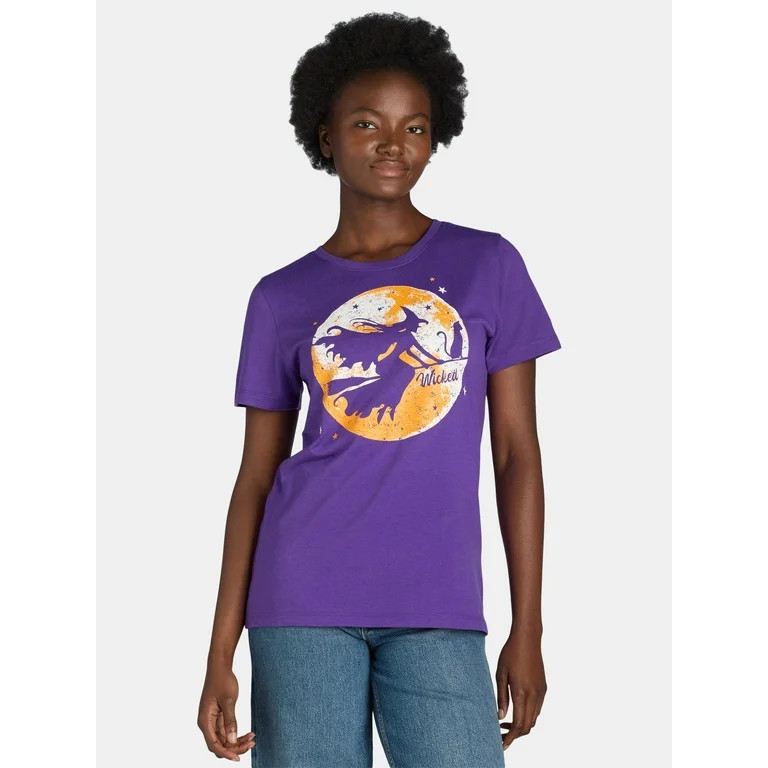 Way to Celebrate Women's Halloween Flying Witch Tee, Sizes S-3XL | Walmart (US)