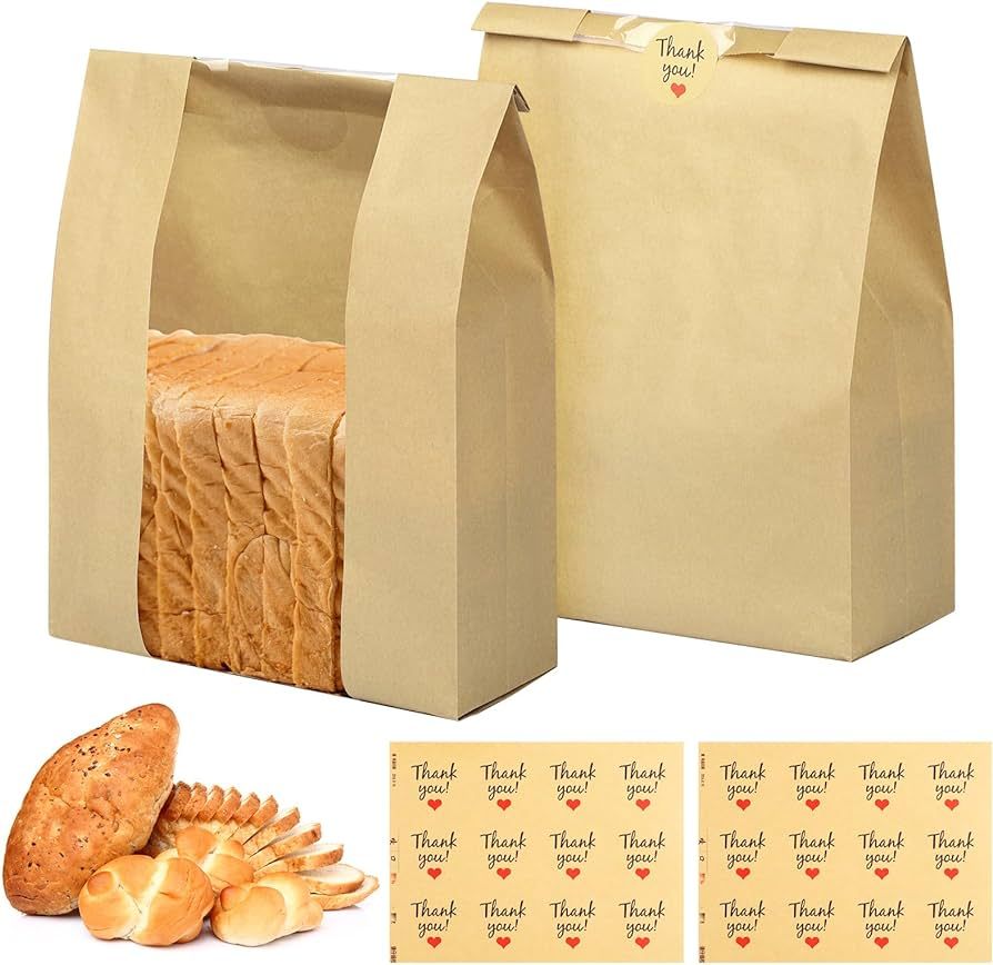 Paper Bread Bags for Homemade Bread, 24 Pack Sourdough Bread Bags with Thank You Seal Stickers, L... | Amazon (US)