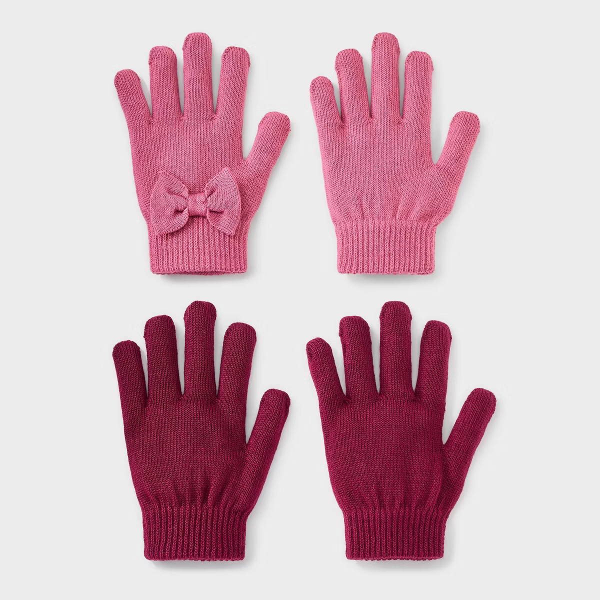 Girls' 2pk Value Glove - Cat & Jack™ Rose Red/Burgundy | Target