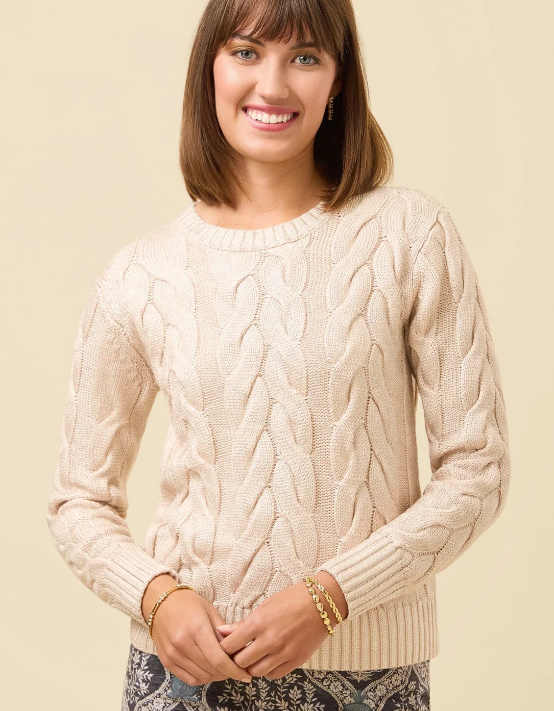Florence Crewneck Sweater Champagne Foil | Spartina 449
