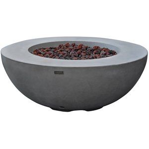 Elementi Lunar Cast Concrete Fire Pit Bowl with Propane in Gray | Cymax