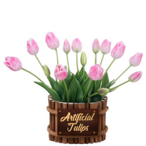 ucky 15PCS Light Pink Fake Tulips Artificial Flowers Latex Real Touch Tulips Fake Flowers for Decoration Faux Tulips Home Decor Gifts for Mom | Amazon (US)