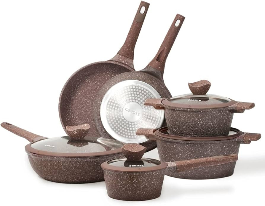 Carote Granite Nonstick Cookware Sets, 10 Pcs Pots and Pans Set Nonstick, Healthy Non Stick Induc... | Amazon (US)