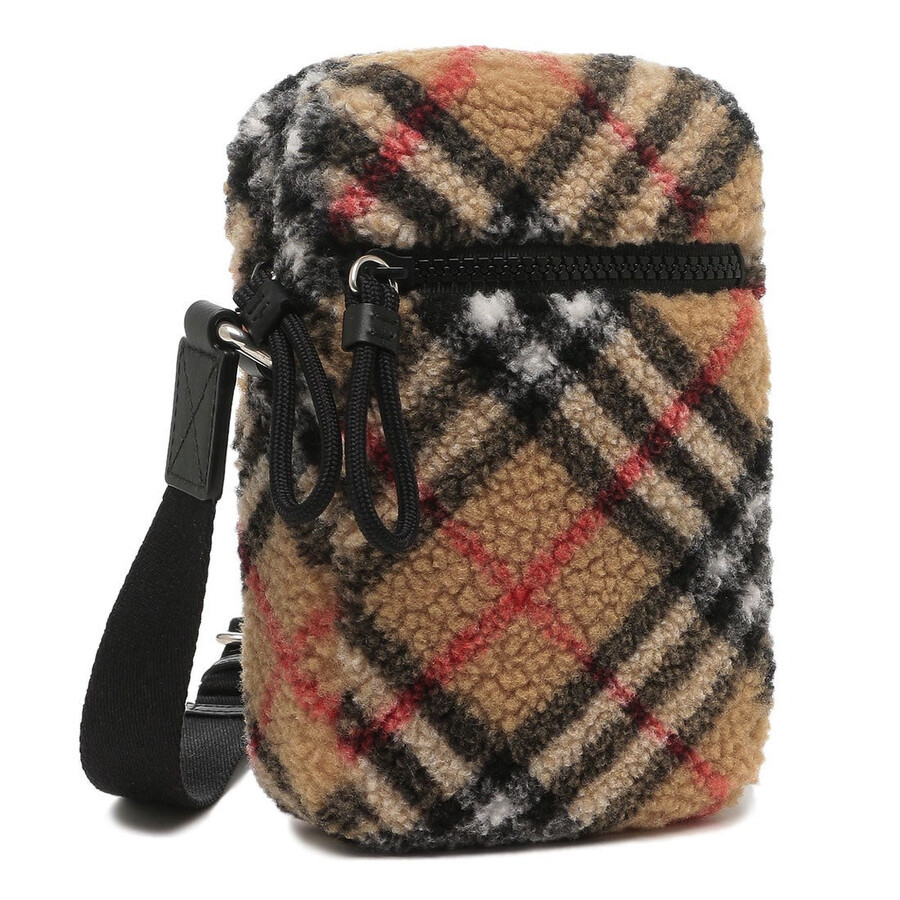 Vertical Check-Pattern Fleece Crossbody Bag | Jomashop.com & JomaDeals.com