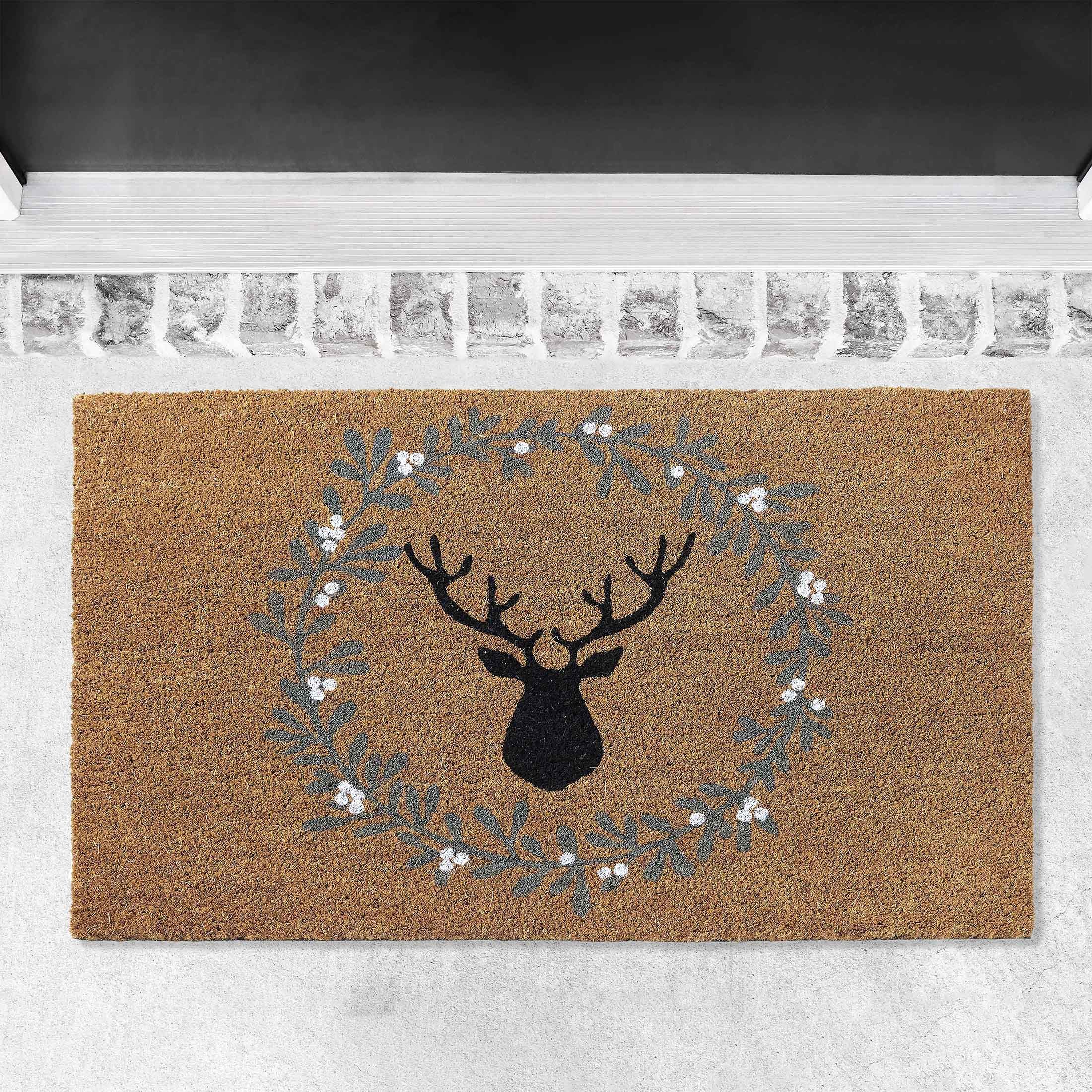 My Texas House Reindeer Holiday Printed Outdoor Coir Doormat - Natural, 18" x 30": - Walmart.com | Walmart (US)